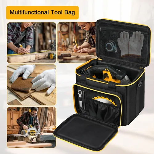 Miniatura 7 de Bolsa de herramientas compatible con sierra circular DEWALT 20V MAX DCS391B/DCS565B, Milwaukee M18 2630-20, estuche de almacenamiento de Amarillo