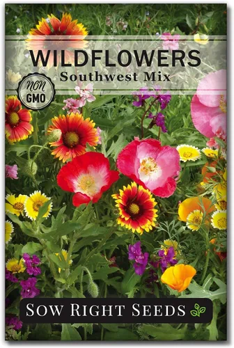 Sow Right Seeds - Mezcla de semillas de flores silvestres para plantar en el suroeste - Variedades tradicionales sin OMG para cultivar un jardín de
