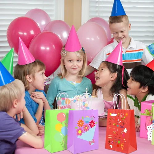 Miniatura 4 de XPCARE 60 Bolsas de Regalo de Papel, 6.3"x3.15"x8.66" Bolsas de Papel Kraft para Recuerdos de Fiesta a Granel Bolsa de Dulces Arcoíris Bolsa