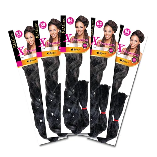 Miniatura 75 de Realistic Trenza original X-Pression 84 pulgadas 100% Kanekalon (paquete de 3, 1) M-61XPRES84