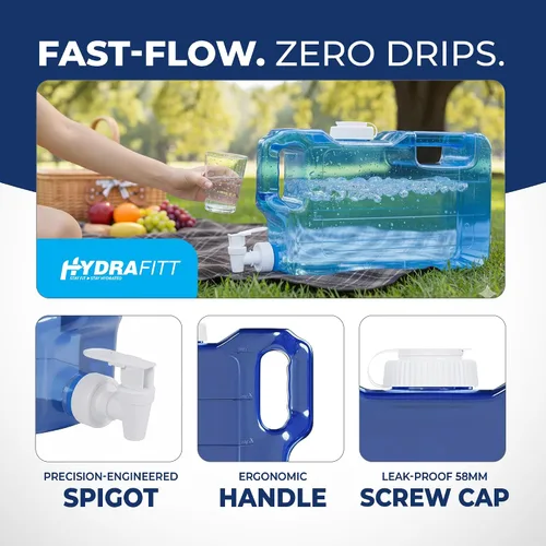 Miniatura 4 de Dispensador de agua para refrigerador HydraFitt de 1.1 galones – Contenedor de agua para refrigerador delgado a prueba de fugas con llave – Jarra