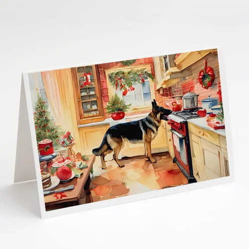 Miniatura 5 de Caroline's Treasures DAC3884GCA7P Paquete de 8 tarjetas en blanco de Navidad con galletas de husky siberiano Tarjetas de felicitación con sobres