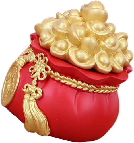 Miniatura 9 de LIFKOME 2 unids Lucky Money Bag Decoración Chino Tesoro Cuenca Bolsa de Dinero Estatua de Decoración de Pastel de Riqueza Como se muestra
