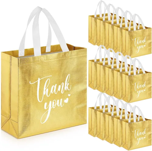 Miniatura 22 de Sweetude 30 Bolsas de Regalo de Agradecimiento con Asas a Granel Bolsa de Dulces Reutilizable No Tejida Plegable Bolso de Mano para Regalos
