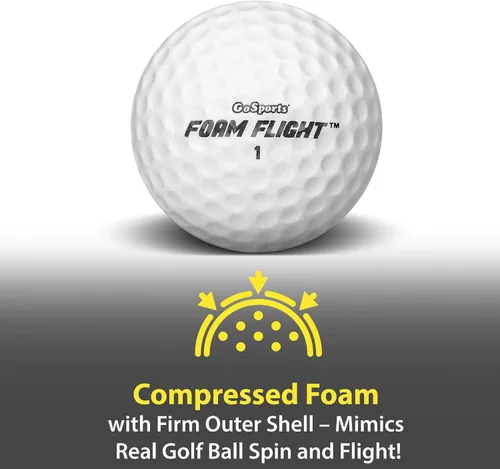 Miniatura 4 de GoSports Pelotas de golf de práctica de vuelo de espuma, elige blanco o amarillo, paquete de 24 pelotas de entrenamiento de vuelo limitado