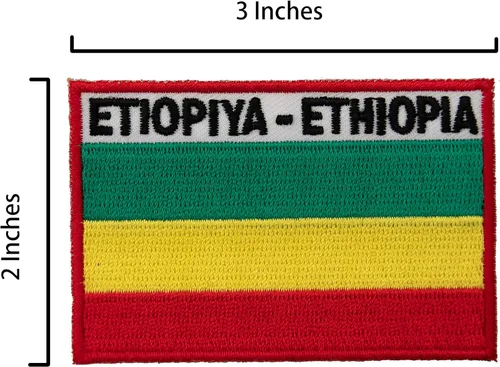 Miniatura 2 de A-ONE Paquete de 2 unidades: parche bordado de bandera de Etiopía y Unión Africana, insignias de características africanas, insignia patriótica