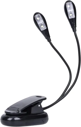 Miniatura 9 de Luz de soporte de música, paquete de 1/2/4/10 luces LED de libro, funciona con batería USB y AAA, lámpara de lectura en la cama, 4 niveles de Negro