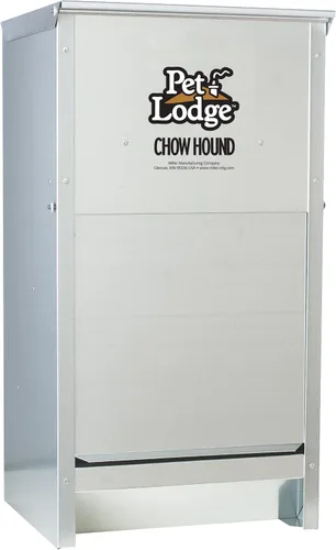 Pet Lodge® Alimentador Automático para Perros | Comedero para Mascotas al Aire Libre Chow Hound | Acero Galvanizado Resistente | Fabricado en EE.