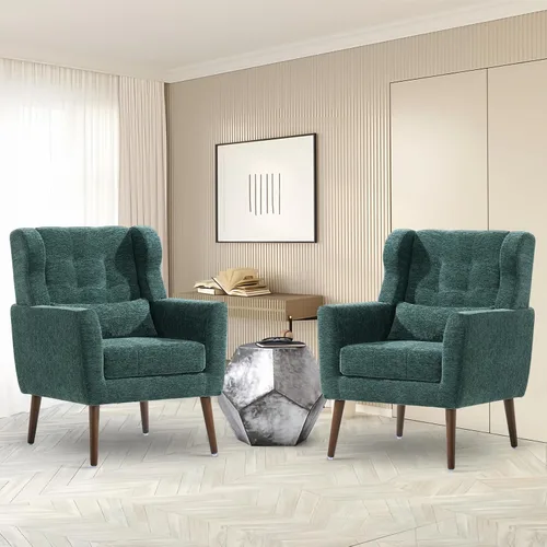 Miniatura 22 de cinkehome Sillas decorativas con brazos para sala de estar, sillón moderno tapizado en chenilla, cómoda silla de salón acolchada y suave