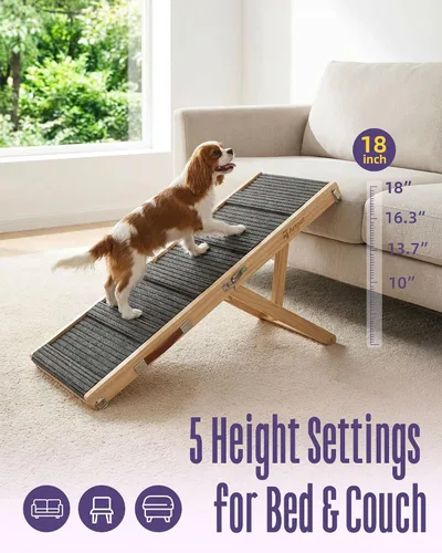 Miniatura 4 de Rampa para perros pequeños para sofá y cama, rampa de cuidado de articulaciones de perro salchicha, plegable, antideslizante, portátil, altura