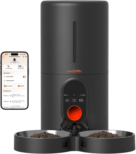 Miniatura 7 de WOPET Comedero automático para gatos con cámara para dos gatos, alimentador automático HD de 1080p, alimentador para mascotas WiFi 5G con visión