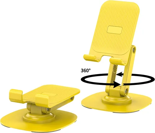 Miniatura 8 de Soporte giratorio para teléfono móvil de 360°, base de soporte plegable para teléfono de escritorio totalmente ajustable, soporte plegable