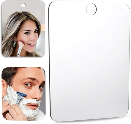 XoYo Espejo de ducha sin niebla (5.9 x 3.94 pulgadas), incluye 1 ganchos adhesivos, antivaho sin marco para colgar en la pared, accesorio de baño de