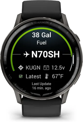 Miniatura 2 de Garmin D2™ Air X15, reloj inteligente de aviador versátil con GPS, linterna LED, características de salud y fitness, clima de aviación, Pizarra