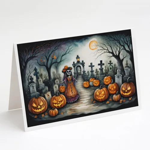 Miniatura 17 de Caroline's Treasures DAC2223GCA7P - Tarjetas de felicitación y sobres de Halloween espeluznantes de gato negro, paquete de 8 tarjetas en blanco