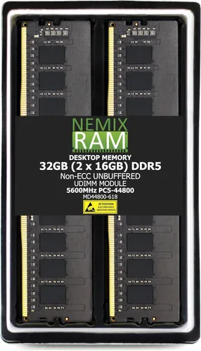Miniatura 9 de NEMIX RAM 64 GB (2 x 32 GB) DDR5 5600 MHZ PC5-44800 2Rx8 1.1V CL46 288-PIN no ECC sin búfer UDIMM Kit de memoria de PC de escritorio compatible