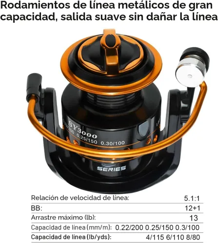 Miniatura 2 de Carretes de pesca giratorios Summer y Centron, carrete de 12 + 1 BB liviano y ultra suave para pesca en hielo/verano 3000/1000 de QINGLER SY3000