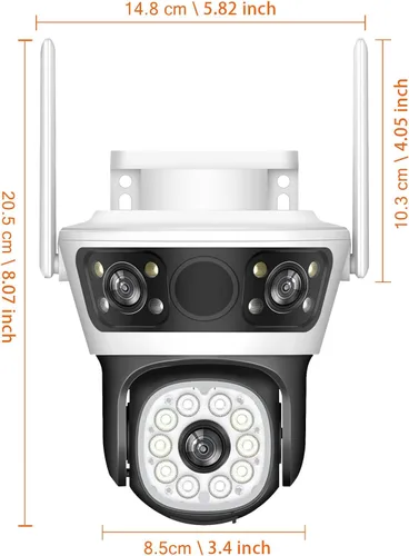 Miniatura 8 de Cámara de seguridad para exteriores 2.4G WiFi PTZ Cámara para exteriores de doble lente cámaras de seguridad para el hogar Vista de 360 ° 4MP Cable