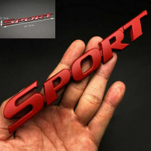 Etiqueta engomada del emblema de la puerta trasera del maletero del coche del logotipo del deporte del metal 3D rojo (negro)