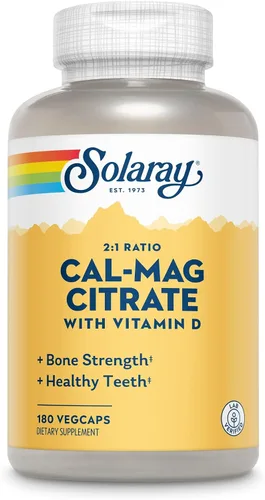 Miniatura 4 de SOLARAY Proporción 2:1 de citrato de calcio y magnesio con vitamina D-3, huesos sanos, apoyo muscular y sistema nervioso, alta absorción, 180