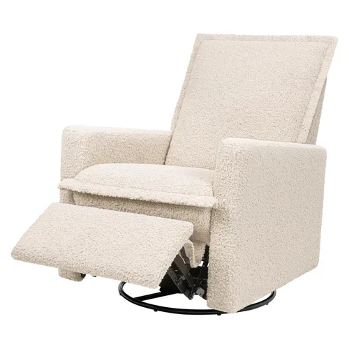 Miniatura 3 de Babyletto Cali Flange reclinable y planeador giratorio en lazo de peluche almendra, certificado Greenguard Gold y CertiPUR-US
