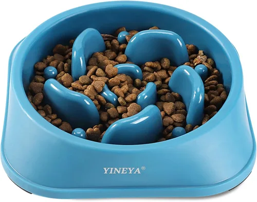 YINEYA Cuencos de Alimentación Lenta para Perros, Suministros para Mascotas Que Ralentizan la Alimentación, Cuencos para Comida de Mascotas, H - azul