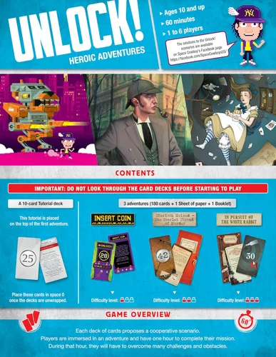 Miniatura 4 de Asmodee UNLOCK! Heroic Adventures Juego de cartas - Aventura cooperativa inspirada en sala de escape, juego divertido en familia para niños