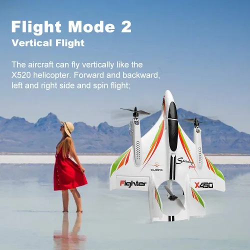 Miniatura 5 de GoolRC WLtoys XK X450 - Avión a control remoto, 2.4G 6CH Glider avión de ala fija, 3 modelos de vuelo, helicóptero sin escobillas, aterrizaje
