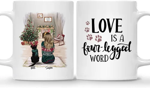 Miniatura 27 de Gossby Taza de café de Navidad personalizada con diseño de perro y mamá, regalo de Navidad personalizado para mujeres con nombre, taza de cerámica