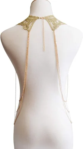 Miniatura 3 de Collar de cadena fina de oro con encaje de flores para mujer Oro