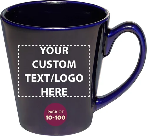 Miniatura 19 de DISCOUNT PROMOS Taza de café con leche de cerámica brillante personalizada de 12 onzas, juego de 10/50/100 unidades personalizadas, paquete a