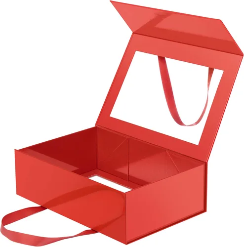 Miniatura 35 de Caja de regalo negra con ventana, caja de regalo magnética transparente para regalo, caja de propuesta de padrino de boda (10.5 x 7.5 x 3 pulgadas)