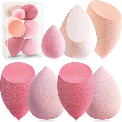 Juego de esponjas de maquillaje Foonbe, esponjas difuminadoras, 7 piezas para líquido, crema y polvo, sin látex, esponjas de belleza multicolor con