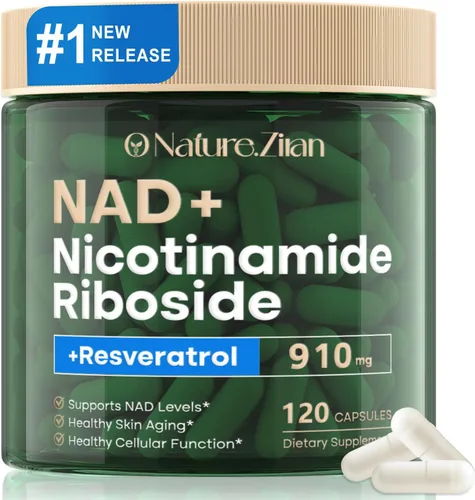 Suplemento NAD - NAD+ nicotinamida ribósido 910 mg Suplemento para mujeres y hombres, ribósido liposomal de nicotinamida con resveratrol, para