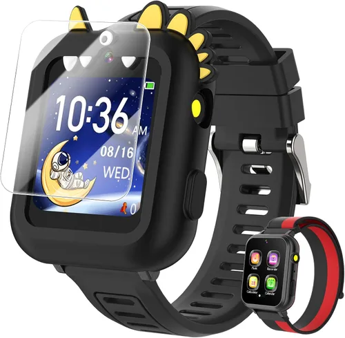 MOFGDNI Reloj inteligente para niños con 39 juegos, pantalla táctil, cámara, video, reproductor de música, podómetro, calculadora, calendario,
