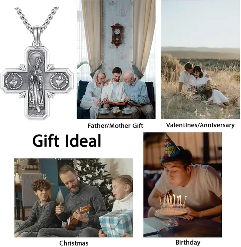 Miniatura 153 de Collar de plata de ley 925 con medalla de San Patrón, colgante de protección católica, amuleto, joyería religiosa para hombres y mujeres