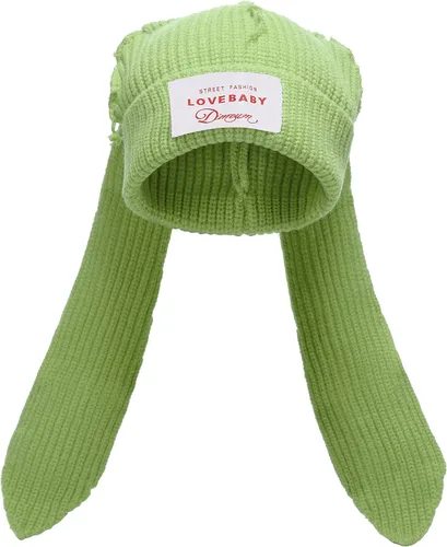 Miniatura 13 de Gorro de punto con orejas largas de conejo, gorro divertido de invierno, gorro cálido de punto de conejo de ganchillo para exteriores