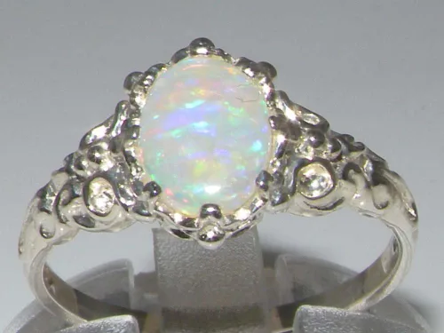 Miniatura 2 de Anillo de plata de ley 925 con ópalo auténtico para mujer, Metal Metal Piedra preciosa, Ópalo