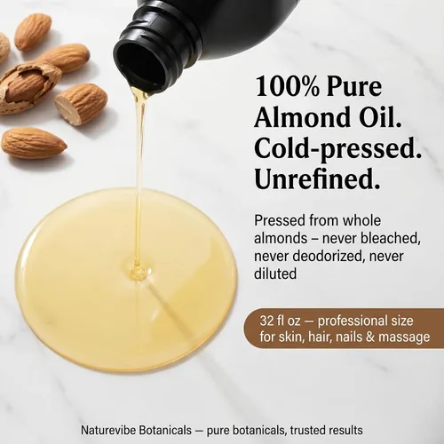 Miniatura 3 de Naturevibe Botanicals Aceite de Almendras Dulces 32 onzas 100% puro y natural, aceite portador prensado en frío sin refinar Excelente