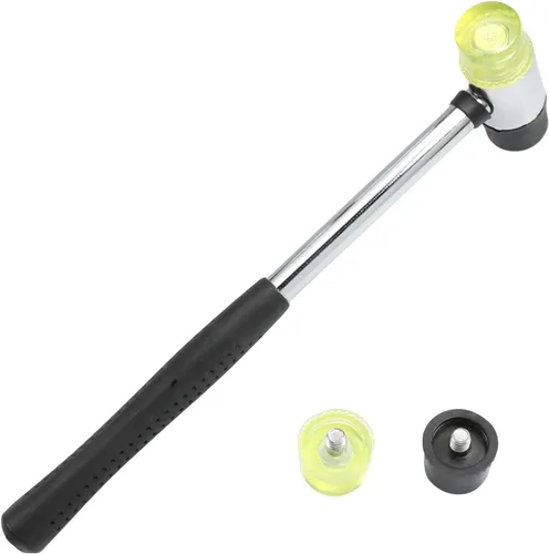 Miniatura 7 de Utoolmart Martillo de goma, martillo de doble cabeza reemplazable de 0.984 in con 2 puntas de martillo, con mango de goma antideslizante