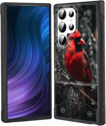 Miniatura 38 de Funda para Galaxy S24 Plus con soporte, doble capa híbrida de policarbonato duro y silicona suave, resistente a prueba de golpes, funda protectora