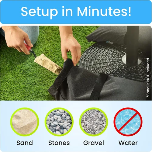 Miniatura 4 de Rhino BaseMate Pesos para Base de Sombrilla Paquete de 4 – Bolsas de Arena Rellenables para Base de Sombrilla y Soporte de Patio Pesos de Sacos