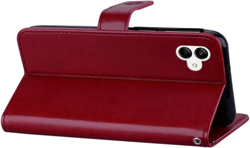 Miniatura 7 de CCSmall Funda para Samsung Galaxy A04 con soporte para tarjeta de crédito, con purpurina y diamantes de imitación de piel sintética para Samsung Rojo