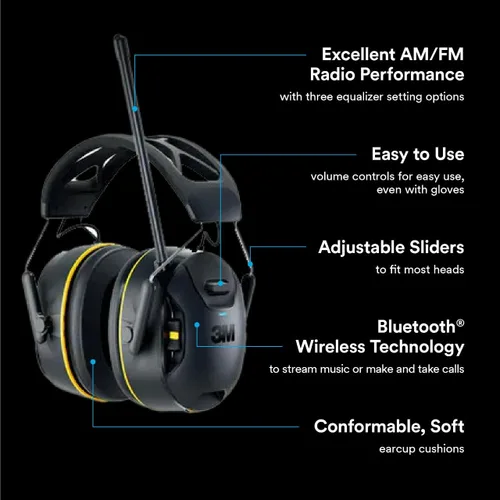 Miniatura 6 de Protector auditivo inalámbrico 3M WorkTunes Connect + AM/FM con tecnología Bluetooth, protección auditiva Bluetooth con una clasificación