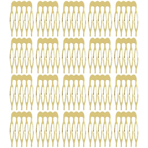 Lawie Paquete de 20 peines laterales de metal dorado a granel con 5 dientes, para manualidades, manualidades, para boda, velo de novia, peinetas