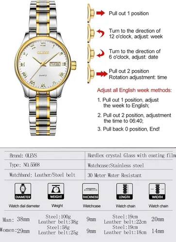 Miniatura 4 de OLEVS Fashion Watches for Women Waterproof Analog Quartz Wrist Watches for Women Stainless Steel Calendar Watch