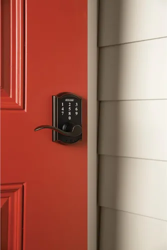 Miniatura 5 de Schlage - Cerradura táctil Camelot con picaporte Accent, cerradura de entrada electrónica sin llave (bronce envejecido, FE695 CAM 716 ACC)