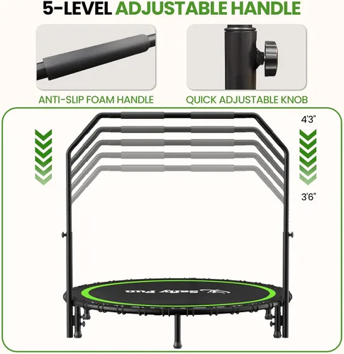 Miniatura 3 de Trampolín de rebote de 40, 45, 50 pulgadas, para adultos, 450-550 libras, mini trampolín plegable con asa, trampolín de fitness para interiores