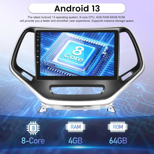 Miniatura 4 de [8 Core 4+64G] Radio de coche para Jeep Cherokee 2013-2018 con Carplay inalámbrico y Android Auto - Pantalla táctil IPS de 10 pulgadas Android