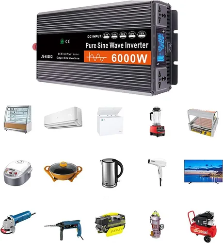 Miniatura 6 de Inversor de onda sinusoidal pura de 12 V a 220 V, 3000 W-6000 W, convertidor de potencia máxima de CC a CA con pantalla LCD, para automóvil, barco